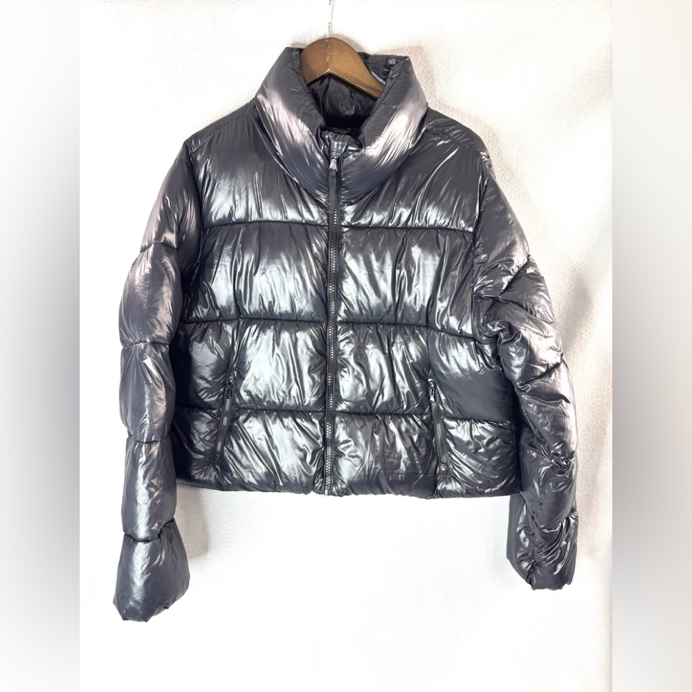 Old Navy M Metallic Dark Gray Puffer Jacket